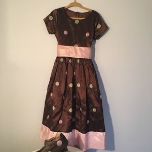 Girls 6-6x Satin Holiday Dress w/ Pediped Shoes